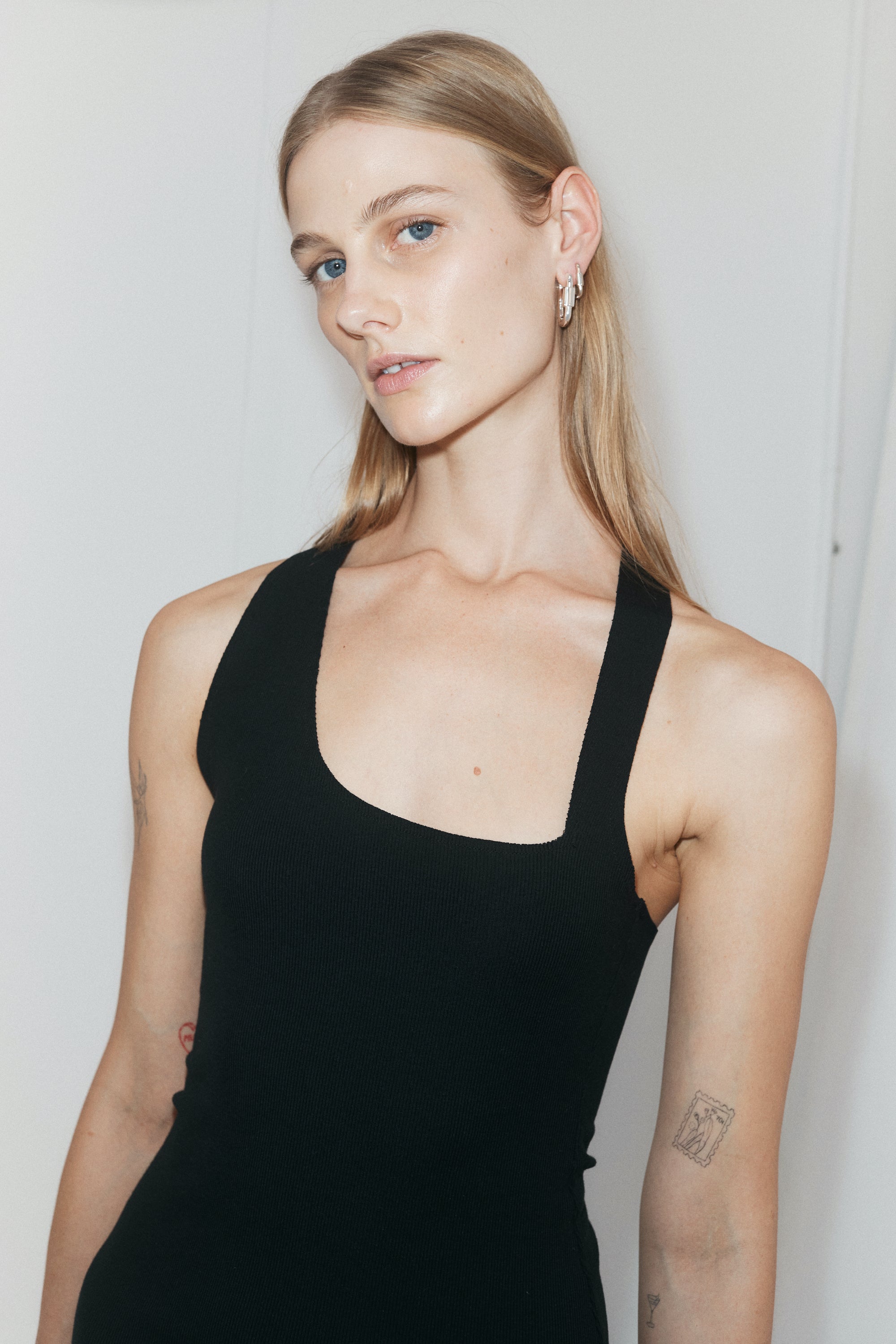 Asymmetric Racer Slip Dress | Black