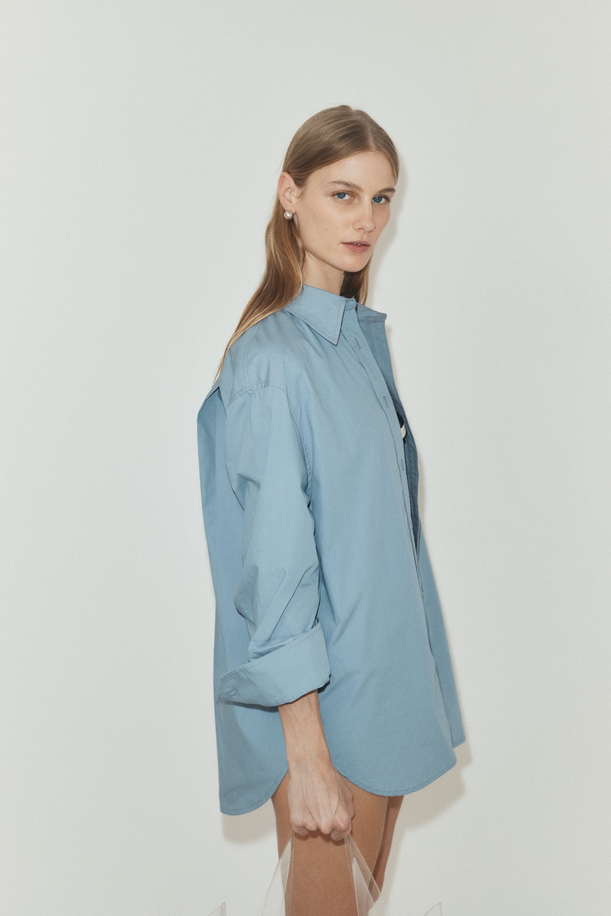 Oversized Cotton Shirt | Steel Blue