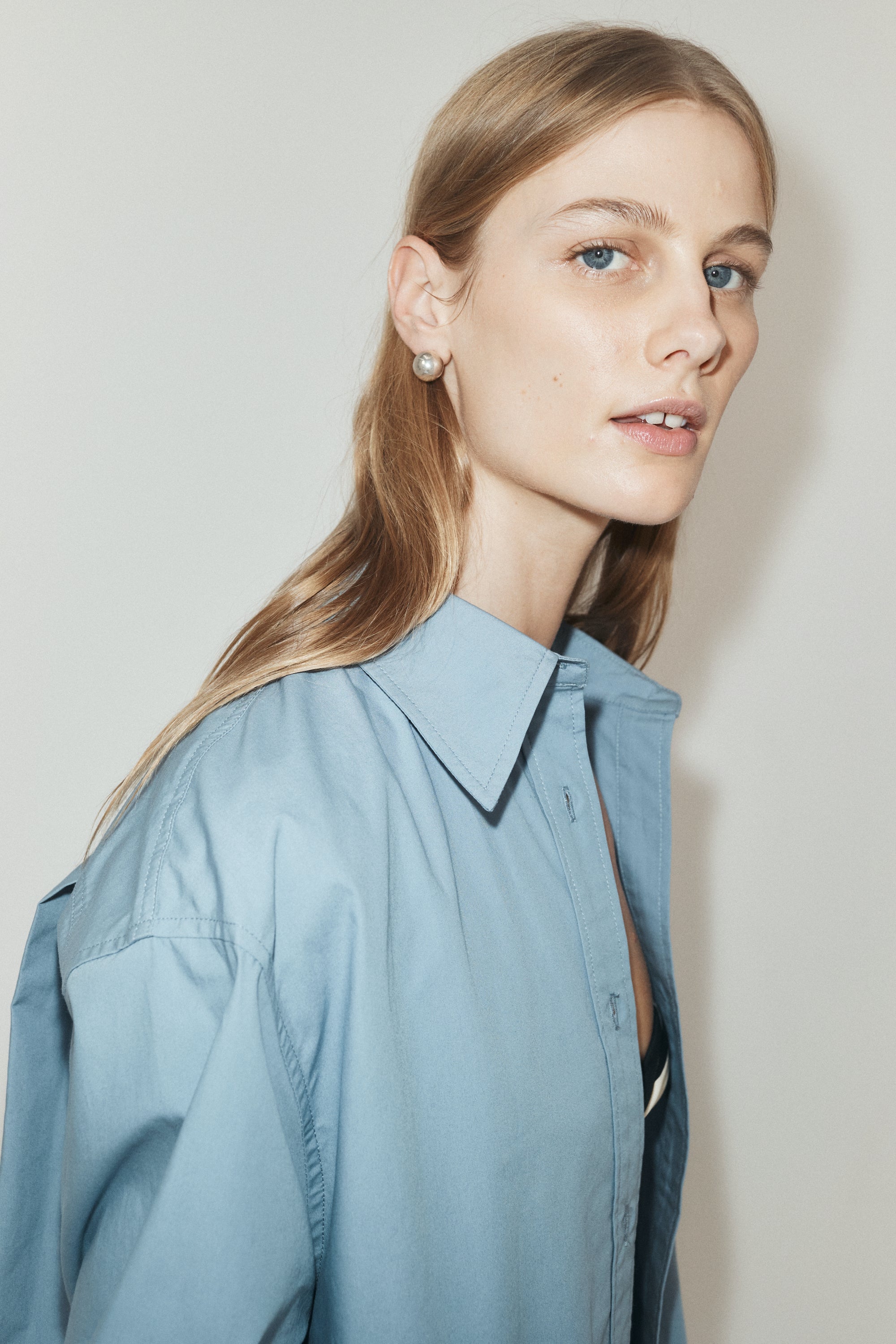 Oversized Cotton Shirt | Steel Blue