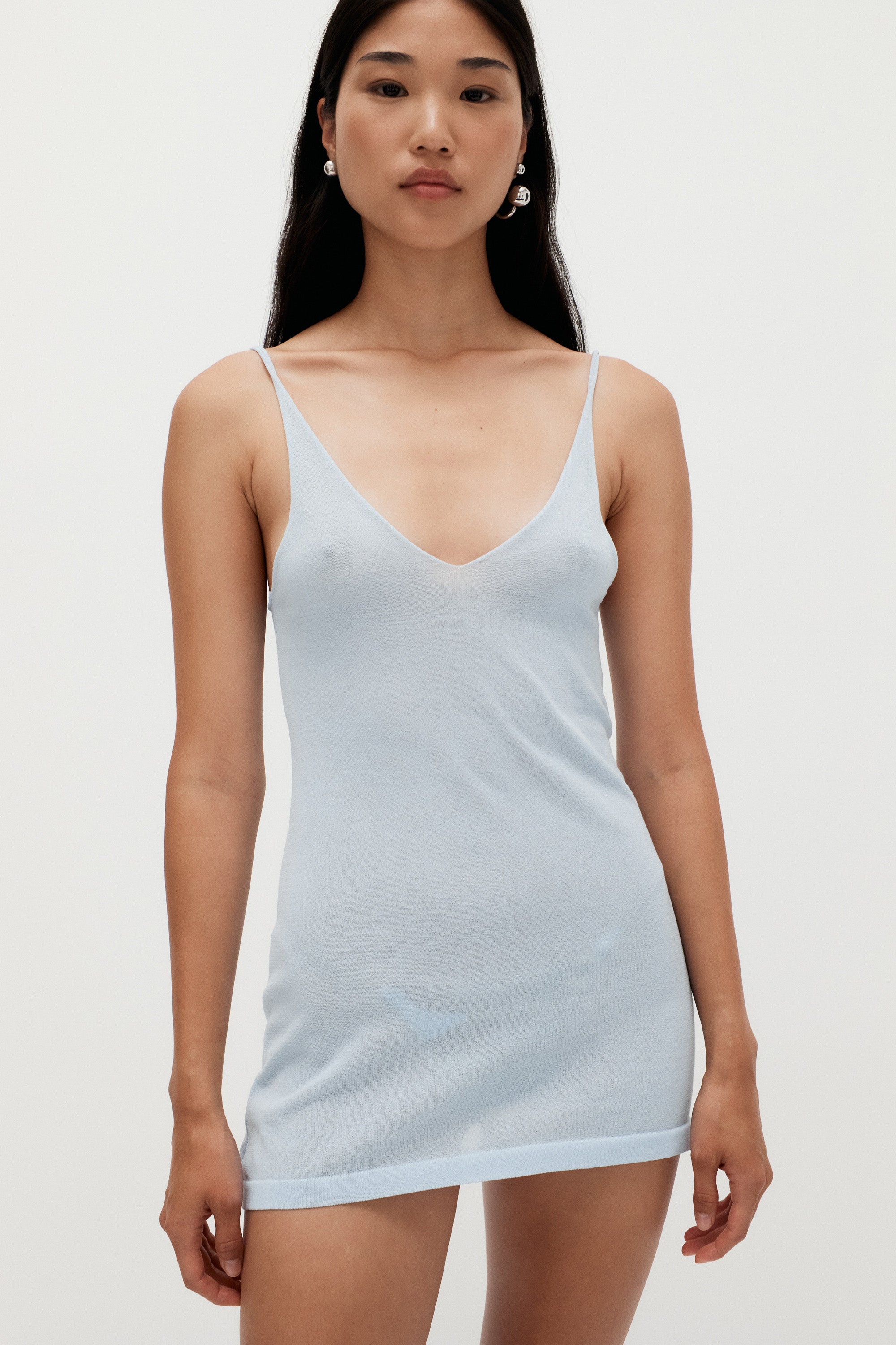 Sheer Knit Dress | Misty Blue