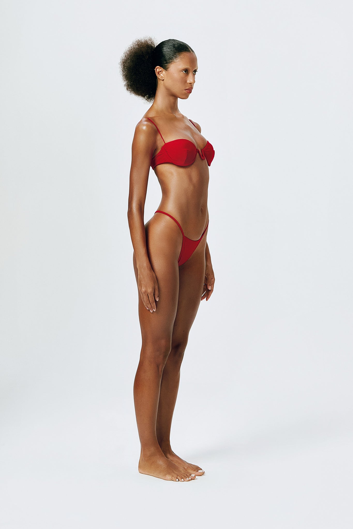 Fine Strap Wire Balconette Top | Vermilion Red