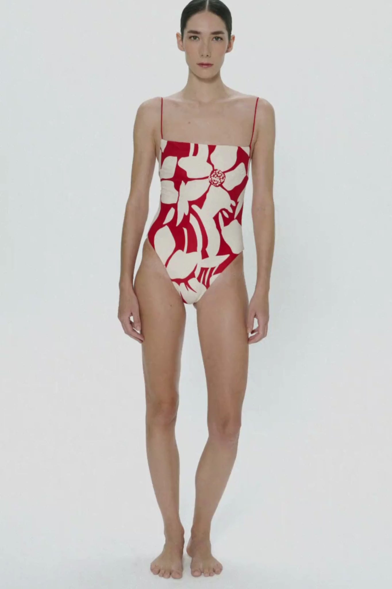 Fine Strap One Piece | Magnolia Red